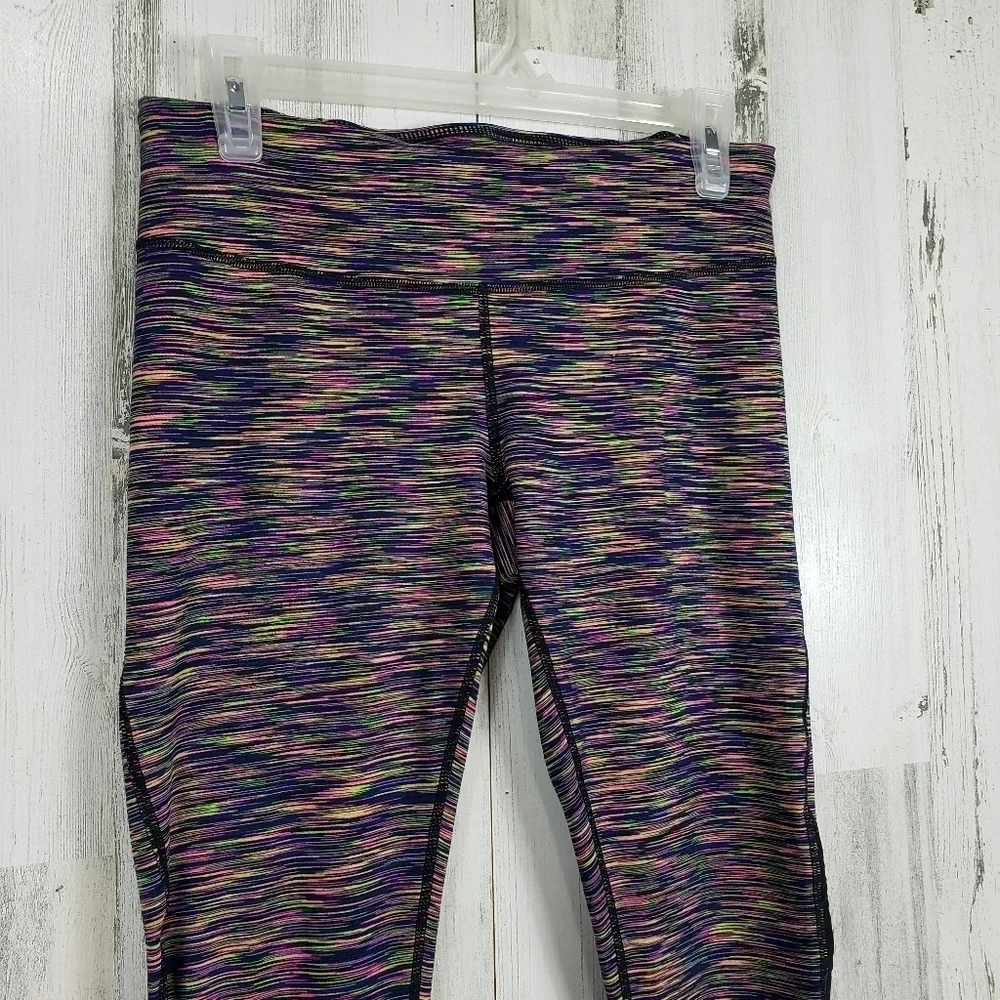 Zella colorful pinstripe cropped leggings small